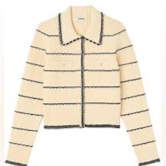 Sandro Paris Infinity jacket, cream knit with pearl buttons Size 2/US Small - Picture 1 of 15